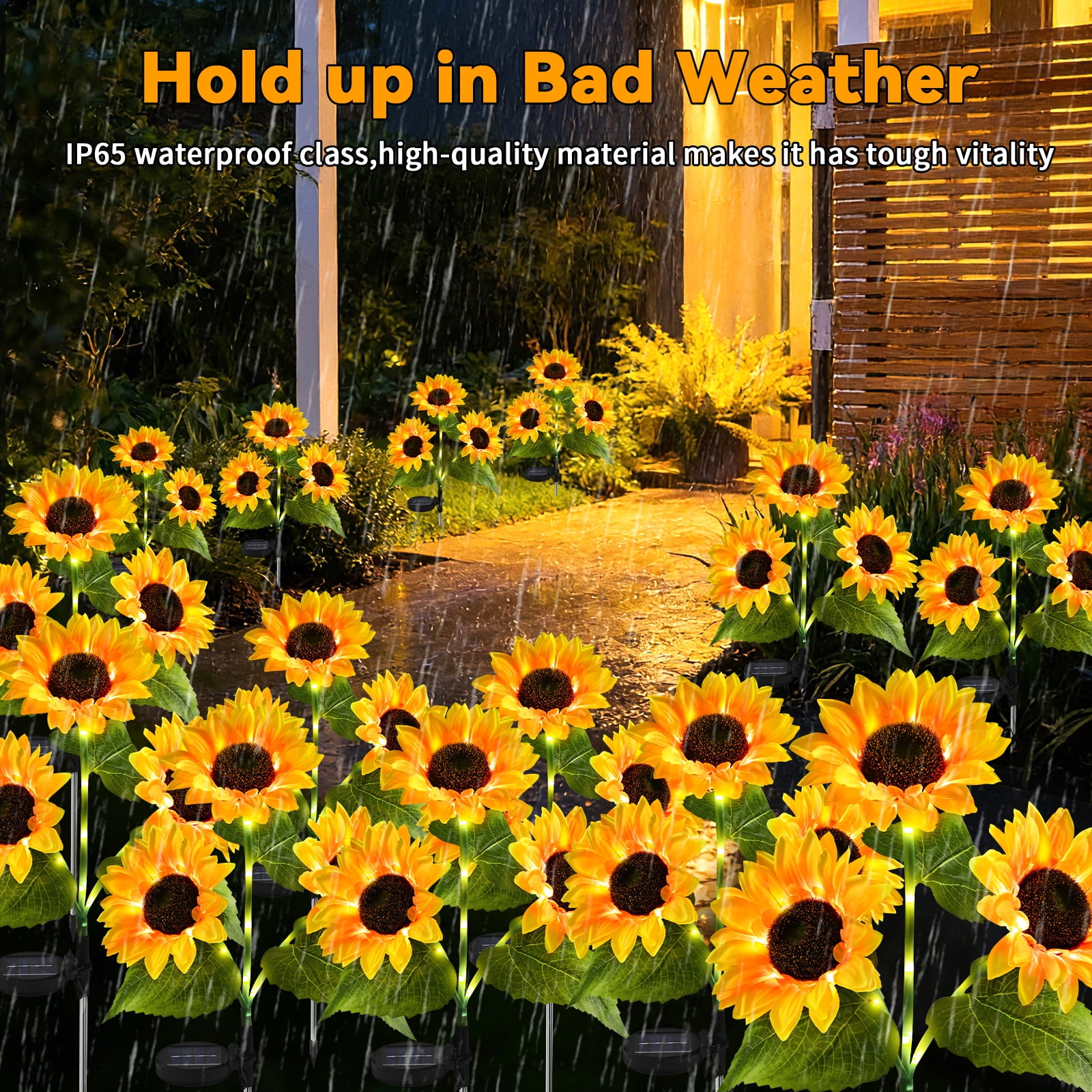 Lyacmy 4 Pack Yellow Sunflower Solar Garden Lights Outdoor, Waterproof Solar Lights for Yard Pathway Patio Outdoor Decor