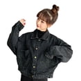thumbnail image 3 of Jean Coat Mujer Manga Larga Bolsillo Botón Chaqueta Corta Chica Casual Top, L Speravity AP001445-03B, 3 of 7