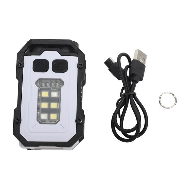 Linterna LED ABS con 8 modos de iluminación, 2 fuentes de luz, recargable por USB, portátil, mini llavero de bolsillo, luz de trabajo para acampar, hacer senderismo y pescar