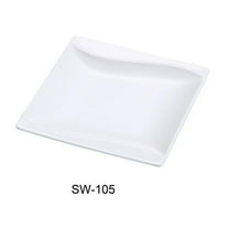 Yanco SW-105 4.5 in. Porcelain Square Plate, Bone White - Pack of 48