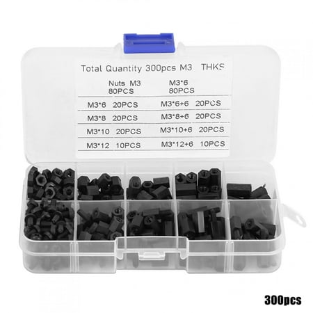 

2024 300pcs Black M3 Male Female Standoffs Screws Nuts Assortment Kit with Box