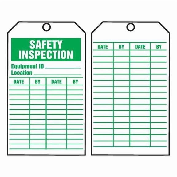 Tag, Safety, Cardstock, 6 1/4 in H x 3 in W, White, Rectangle, 100 PK