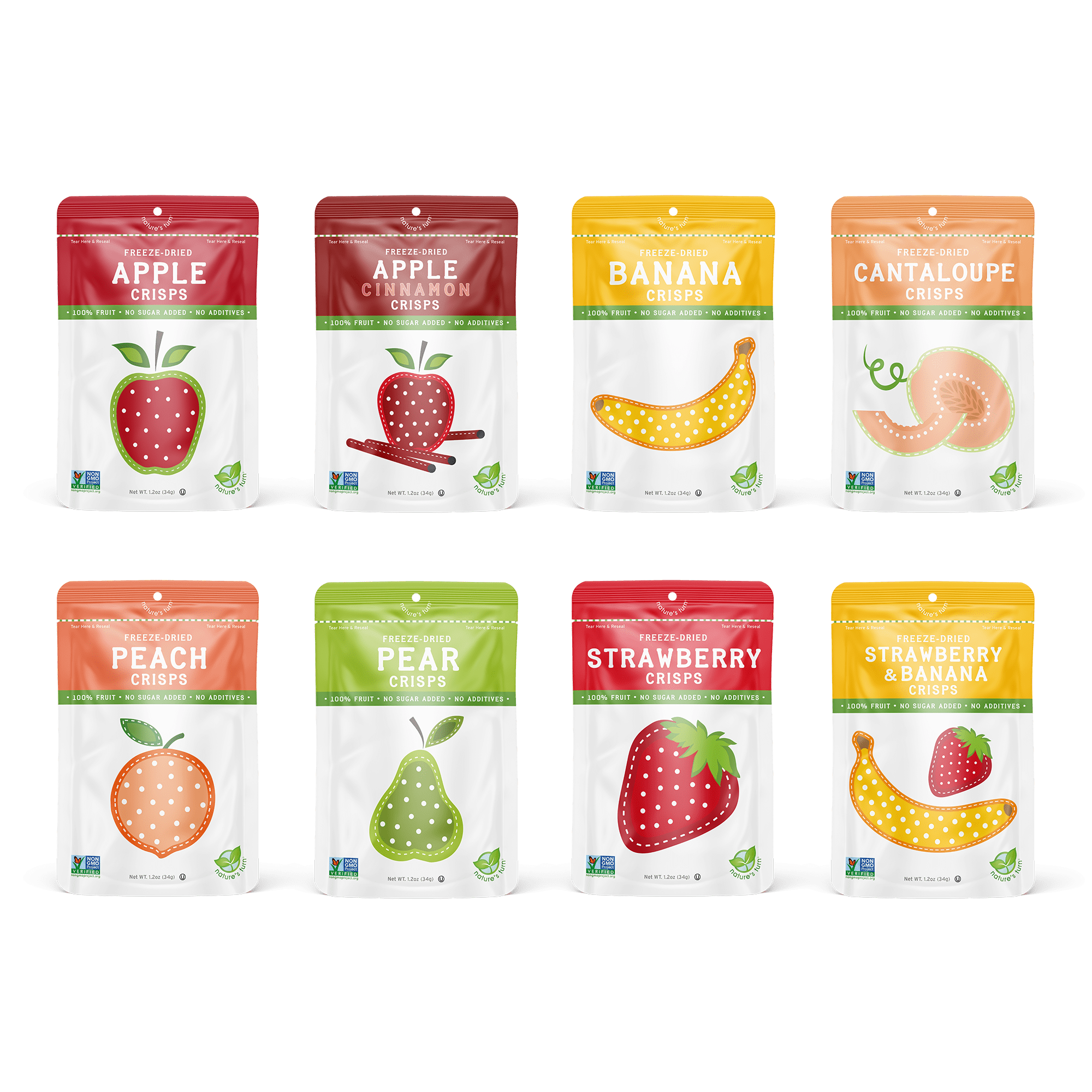 Nature’s Turn Freeze-Dried Fruit Crisps Mega Variety Pack, No Added Sugar, Healthy Natural Fruit Crisp Snack for School Lunch, 16 Pack (0.53 oz Each)