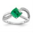 thumbnail image 2 of Auriga Fine Jewelry 925 Sterling Silver Created Emerald and Diamond Ring for Women Size 7, 2 of 6