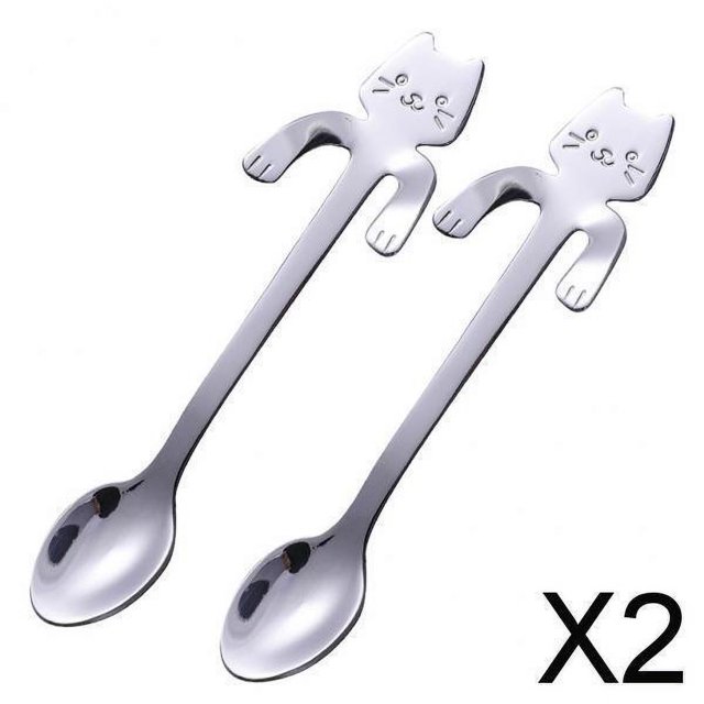 2x de de Material Acero Inoxidable de Mini Creativo Forma de Gato de Té S de Té para Postre Azúcar Pastel 2 piezas