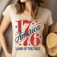 thumbnail image 4 of 1776 America T-Shirt for Men and Women, Patriotic Land of the Free Graphic Tee, Navy, Size S, 4 of 6