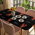 thumbnail image 3 of Red Shrimp Table Cloths for 5 Foot Rectangle Tables, Black Modern Art Coastal Nautical Patio Waterproof Elastic Fitted Tablecloths, Washable Rectangular Table Cover for Camping, 3 of 8