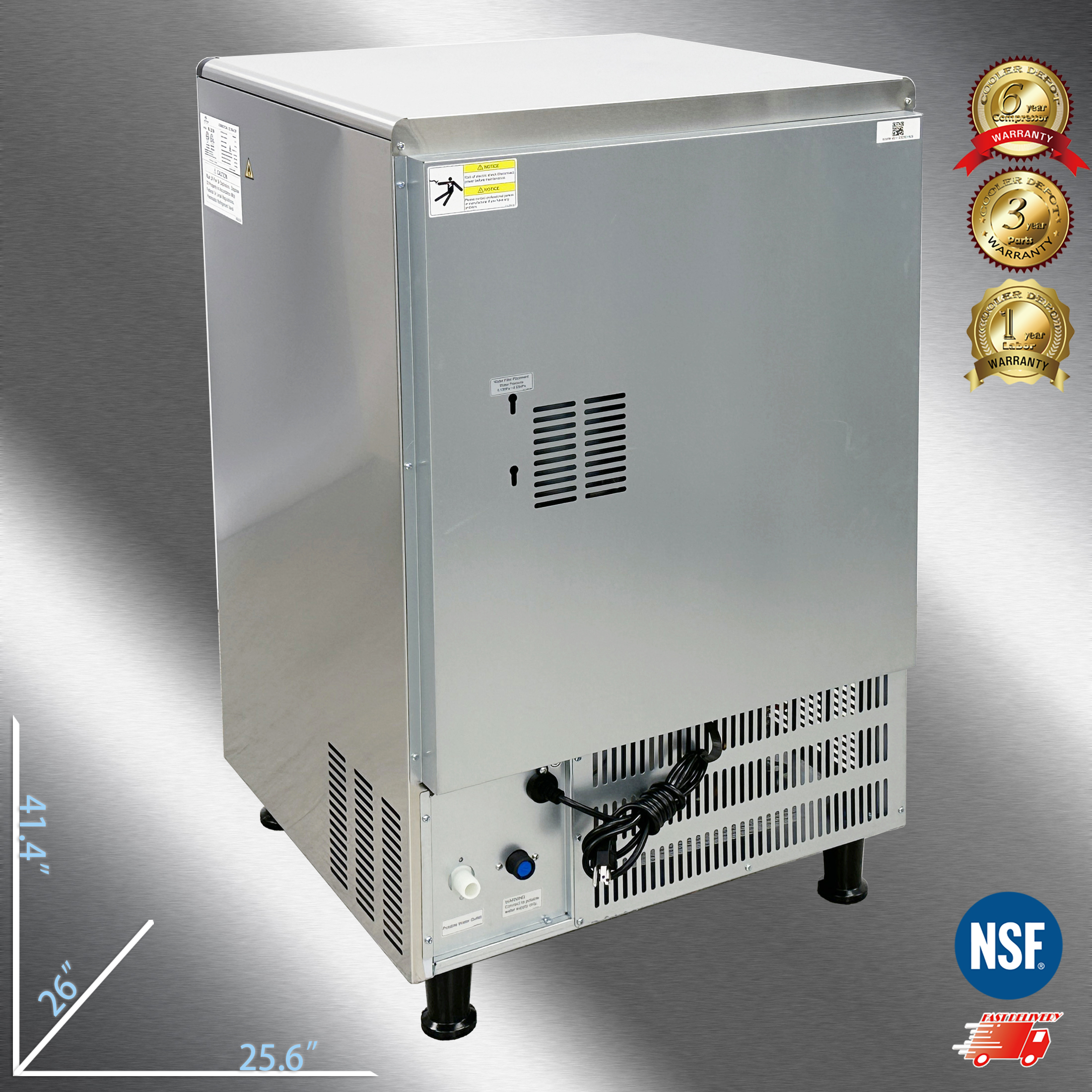 Cooler Depot NSF 260 lb Commercial Nugget Ice Maker with 110 lb Storage Bin, Model SK-269N