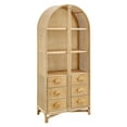 thumbnail image 2 of Jane 71 Inch Tall Arched Natural Rattan Bookshelf in Natural, 2 of 10