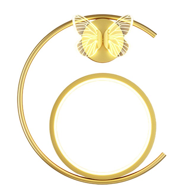 Lámpara de pared moderna con forma de mariposa para sala de estar, dormitorio, escalera, decoración del hogar Oro a la izquierda