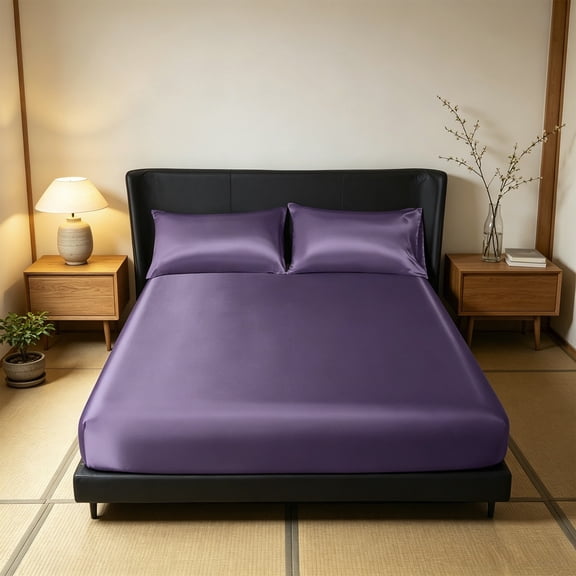 Nkmbld Silk Queen Fitted Sheet, Easy Care Microfiber Bedding, Luxury Hotel Quality Mattress Protector with Deep Pockets, Cooling for Hot Sleepers