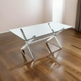 thumbnail image 6 of Benjara Tia 79 Inch Dining Table, Rectangular Tempered Glass Top, X Steel Legs, 6 of 6