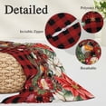 thumbnail image 2 of Christmas Plaid Pillow Covers, Linen Long Throw Pillow Case, Xams Tree Winter Poinsettia Pine Cones Holiday Pillow Protector Decorative Cushion Cover for Living Room/Bedroom 16" x 24", 2 of 8