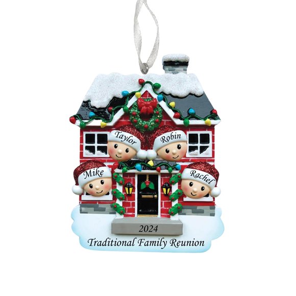 2024 Personalized Ornament House of Family of 4 Christmas Tree Ornament Artisanal Customized Decoration Family Ornament - Free Personalization