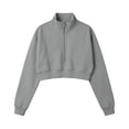 thumbnail image 4 of Gytharion Women's Plus Size Cropped Half-zip Sweatshirts Stand Collar Solid Color Soft Cozy Fashion Athleisure Pullover Tops Comfortable Basic Pullover Sweatshirts, 4 of 7