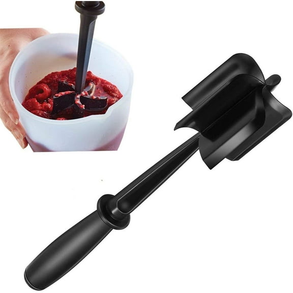 i Kito Ground Meat Chopper Utensil, Plastic Beef Hamburger Tool, Potato Masher Black