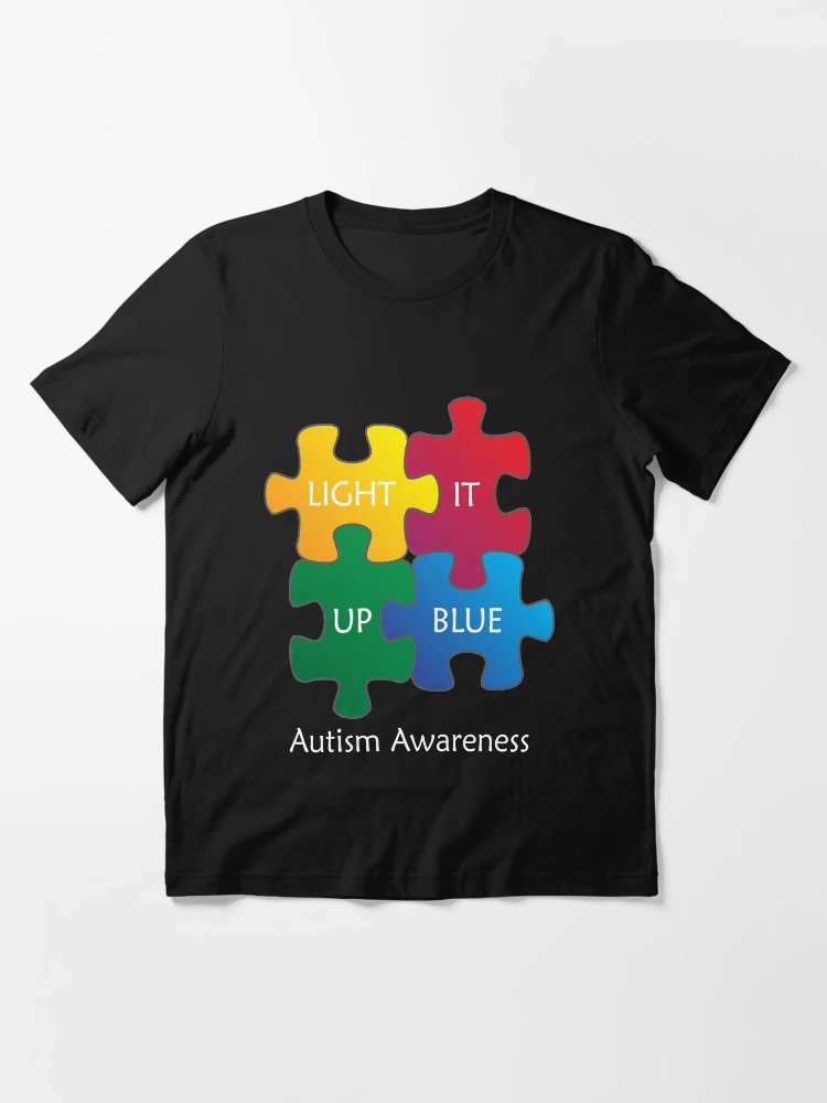 Light It Up Blue Autism Awareness Shirt Rainbow Puzzle Piece Graphic T-Shirt Autism Support Tee