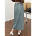 thumbnail image 2 of Womens Wrap Tie Denim Skirt Blue Mid-Length Casual Style, 2 of 15