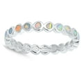 thumbnail image 4 of CHOOSE YOUR COLOR Eternity Round White Simulated Opal Stackable Ring Sterling Silver Band CZ Female Size 12, 4 of 4