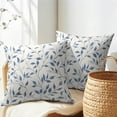 thumbnail image 3 of Blue Leaf Pillow Covers 20x20 Inch Set of 2 Neutral Leaves and Branch Outdoor Decorative Throw Pillows Rustic Farmhouse Pillowcases Cushion Covers for Couch Home Decor, 3 of 6