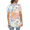 thumbnail image 3 of CATHY Women's 2022 Summer Short Sleeve Pleated Blouse Loose Flowy Tunic Top, 3 of 5