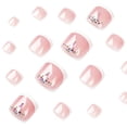 thumbnail image 4 of Press on Toenails Short Fake Toe Nails Press on Square Toe Acrylic Nails for Toes Press on Nails White French Tip Toe Nails Glue on Natural with Rhinestones Fake Nails for Toes in 24 PCS, 4 of 5