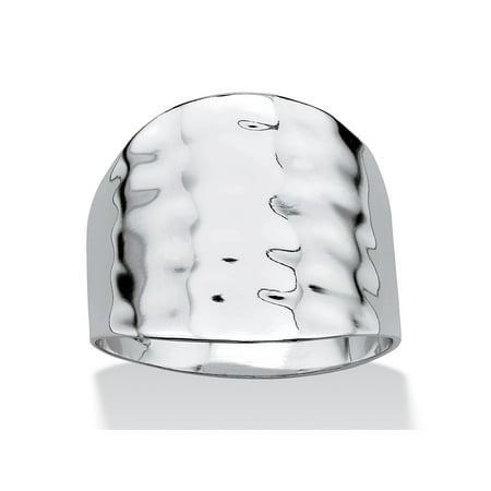- Platinum-Plated Hammered-Style Cigar Band Ring