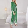 thumbnail image 4 of Kll Christmas Green Print Women'S Long Sleeve Pajamas With Pants Sleepwear Loungewear 2 Set-Medium, 4 of 9