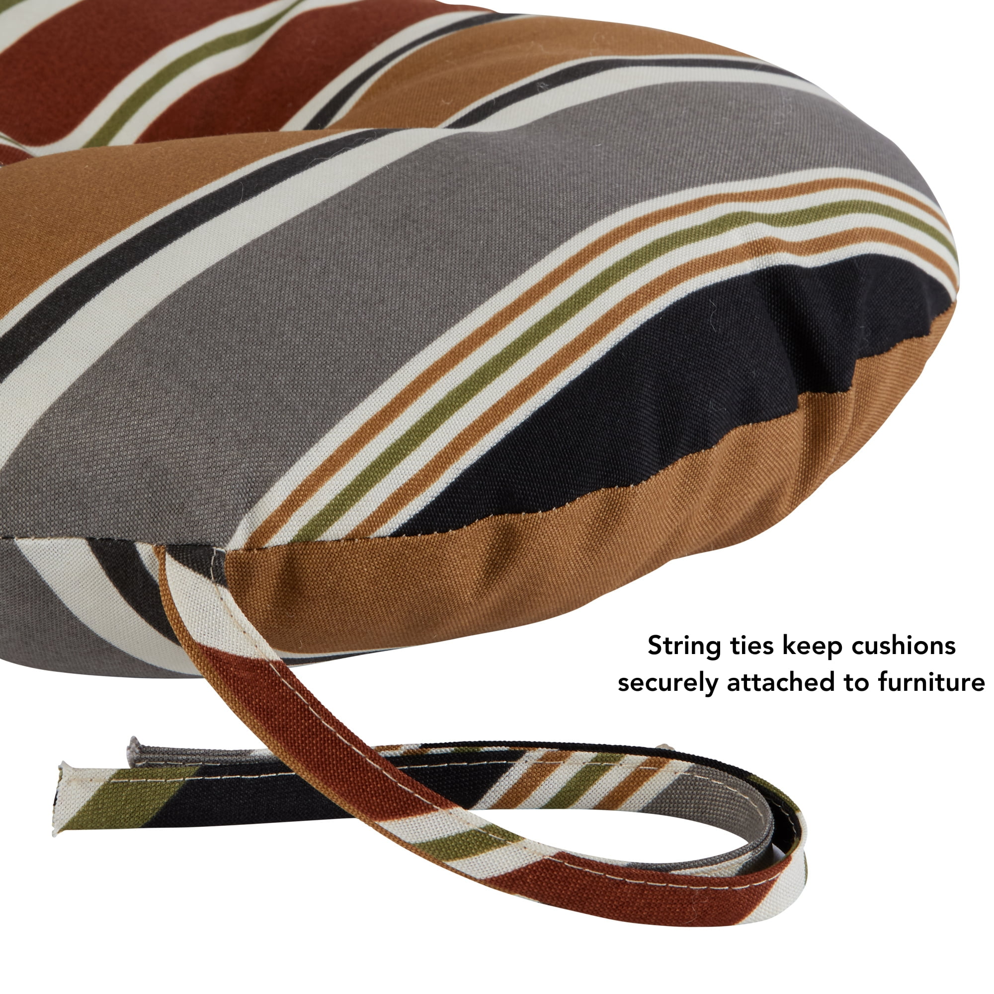Greendale Home Fashions Brick Stripe 15 in. Round Outdoor Reversible Bistro Seat Cushion (Set of 2)