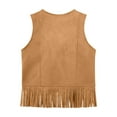 thumbnail image 7 of Girl's Western Outfit Fringe Vest Sleeveless Faux Suede Cowgirl Vest 70s Hippie Cowboy Chic Cardigan Jacket Boho Tops 3-89 Years, 7 of 7