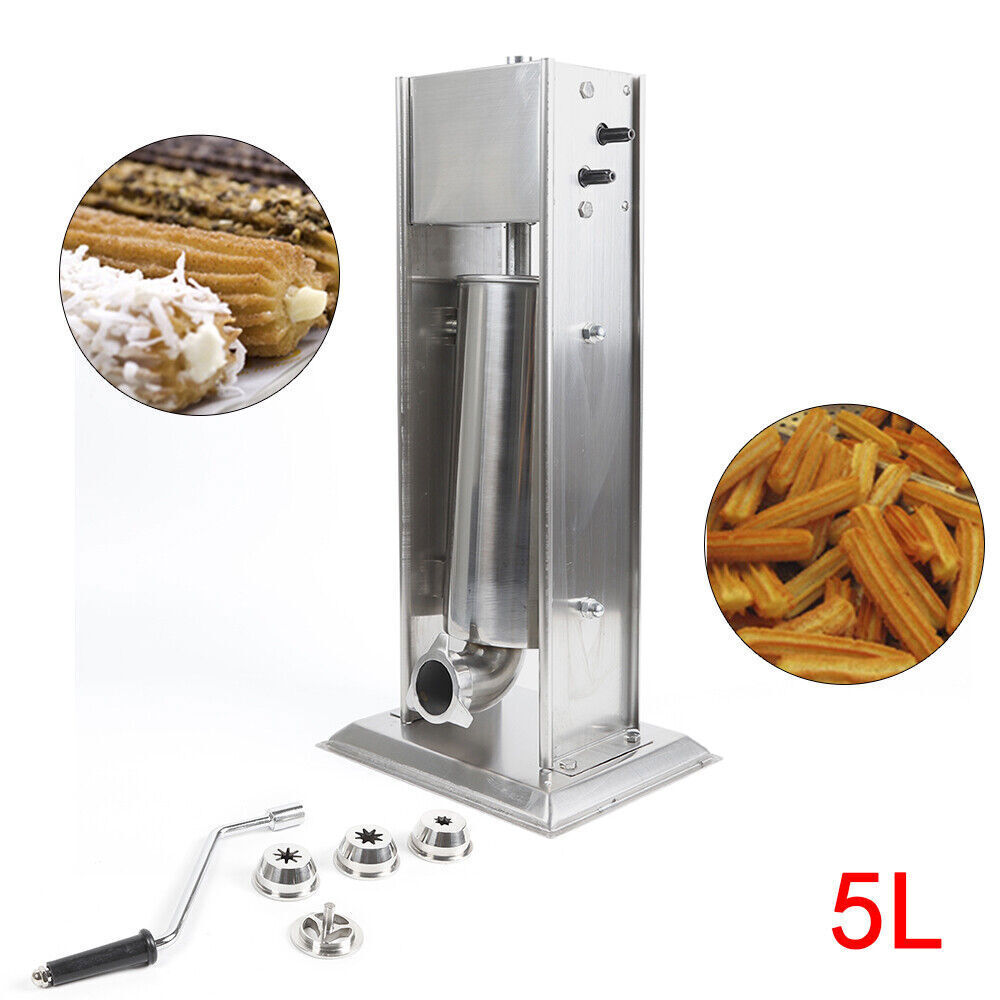 Machine à Churros Manuelle 2L En Acier Inoxydable - 5 Moules, Verticale, Pour Usage Domestique Ou Petit Commercial
