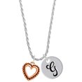 thumbnail image 1 of Delight Jewelry Rose Goldtone Open Heart Silvertone Script Initial Disc - G - Charm Necklace, 20"+3", 1 of 4