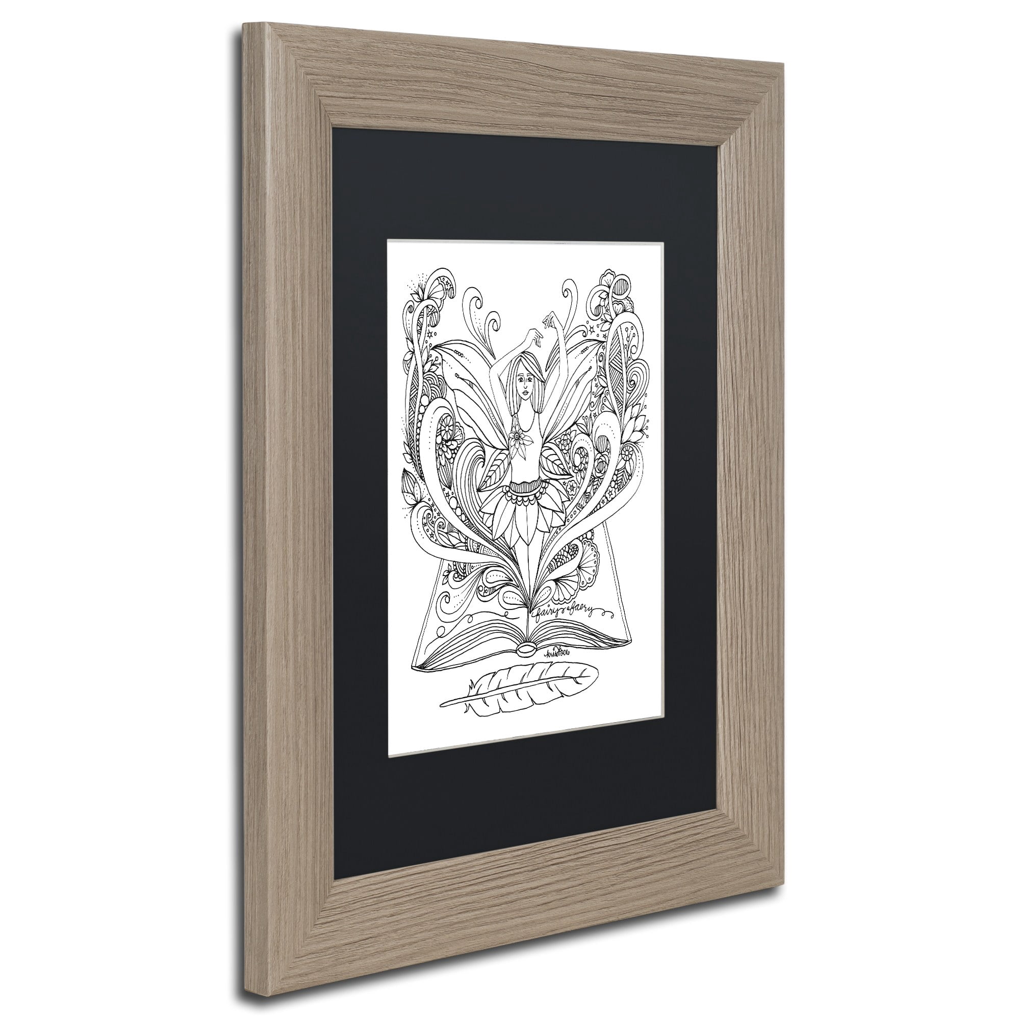 Trademark Fine Art "Fairy 3" Canvas Art by KCDoodleArt Black Matte, Birch Frame