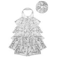 thumbnail image 3 of LiiYii Kids Girls Sequin Dance Outfits Festival Performance Sleeveless Dance Leotard Dress Ballroom Salsa Silver 10, 3 of 5
