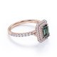 thumbnail image 3 of JeenMata Anillo de Compromiso con Halo Doble de Alejandrita y Moissanita de Talla Esmeralda de 1,75 Quilates Cultivada en Laboratorio en Baño de Oro Rosa de 18 K sobre Plata, 3 of 6