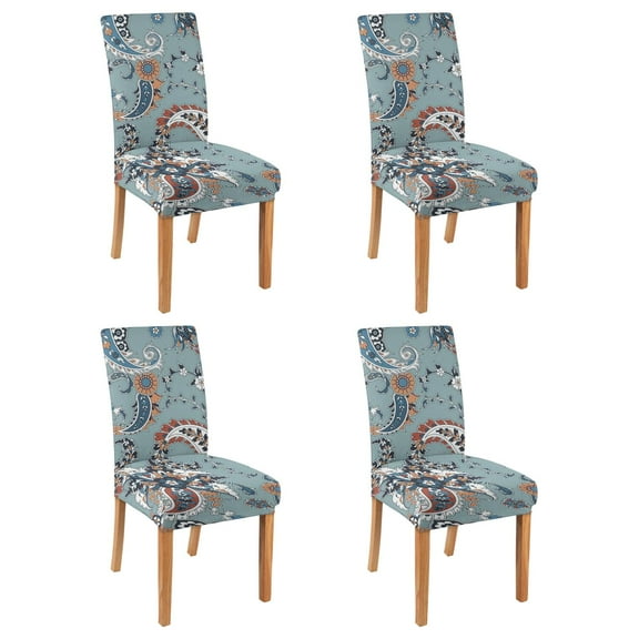 Chic Paisley Bohemian Dining Chair Covers 4 Pack with Vintage Floral Ethnic Retro Colorful Pattern Washable Polyester Stretch Slipcovers Removable Protector for Artistic Home Decor