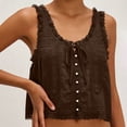 thumbnail image 7 of XUNKUSGA Tank Tops for Women Summer Boho Lace Tie Front V Neck Going Out Tops Casual Loose Cotton Linen Button Down Sleeveless Y2k Tops for Beach,M, 7 of 7