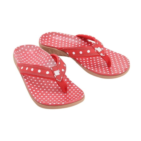 

Women s Clip Toe Flip Flops Polka Dot Print Summer Boho Slides Sandals Casual Slip On Orthotic Walking Slippers Shoes with Arch Support