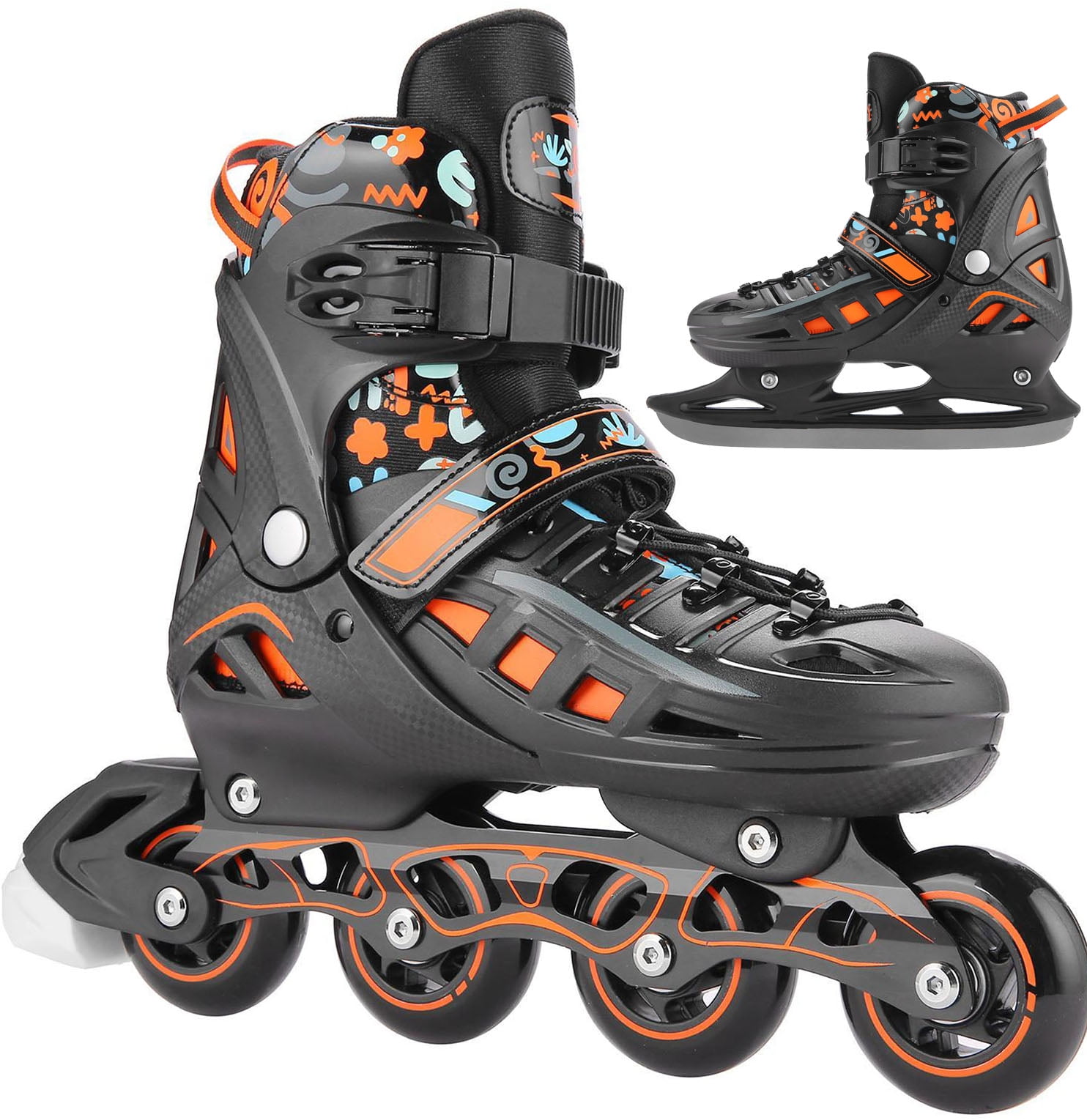 2in1 Adjustable Inline Skates for Kids with Removable and Washable