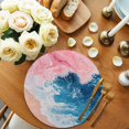 thumbnail image 2 of Round Placemats Blue Pink Ocean Waves 15 inch Set of 6 Table Mats for Dining Table Abstract Beach Heat Resistant Non-Slip Kitchen & Home Decorative Place Mat Set, 2 of 8