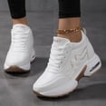 thumbnail image 2 of Willtoo Women's Platform Hidden Wedge Fashion Sneakers Lace‑Up Faux Leather Height‑Boost Walking Shoes, Non Slip Comfortable Casual Sport Shoes, 2 of 5