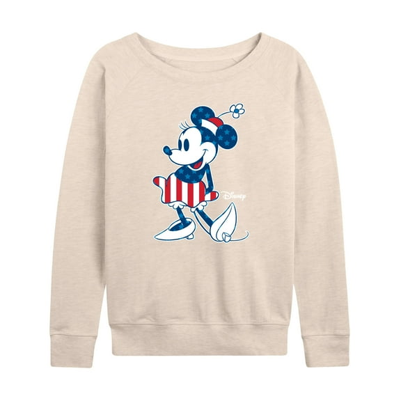 Disney - Americana - Minnie Flag Pattern - Women's Lightweight French Terry Long Sleeve Shirt