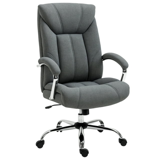 CoSoTower High Back Swivel Home Office Chair Task Ergonomic Linen Fabric Computer Chair, with Arm, Adjustable Height, Grey