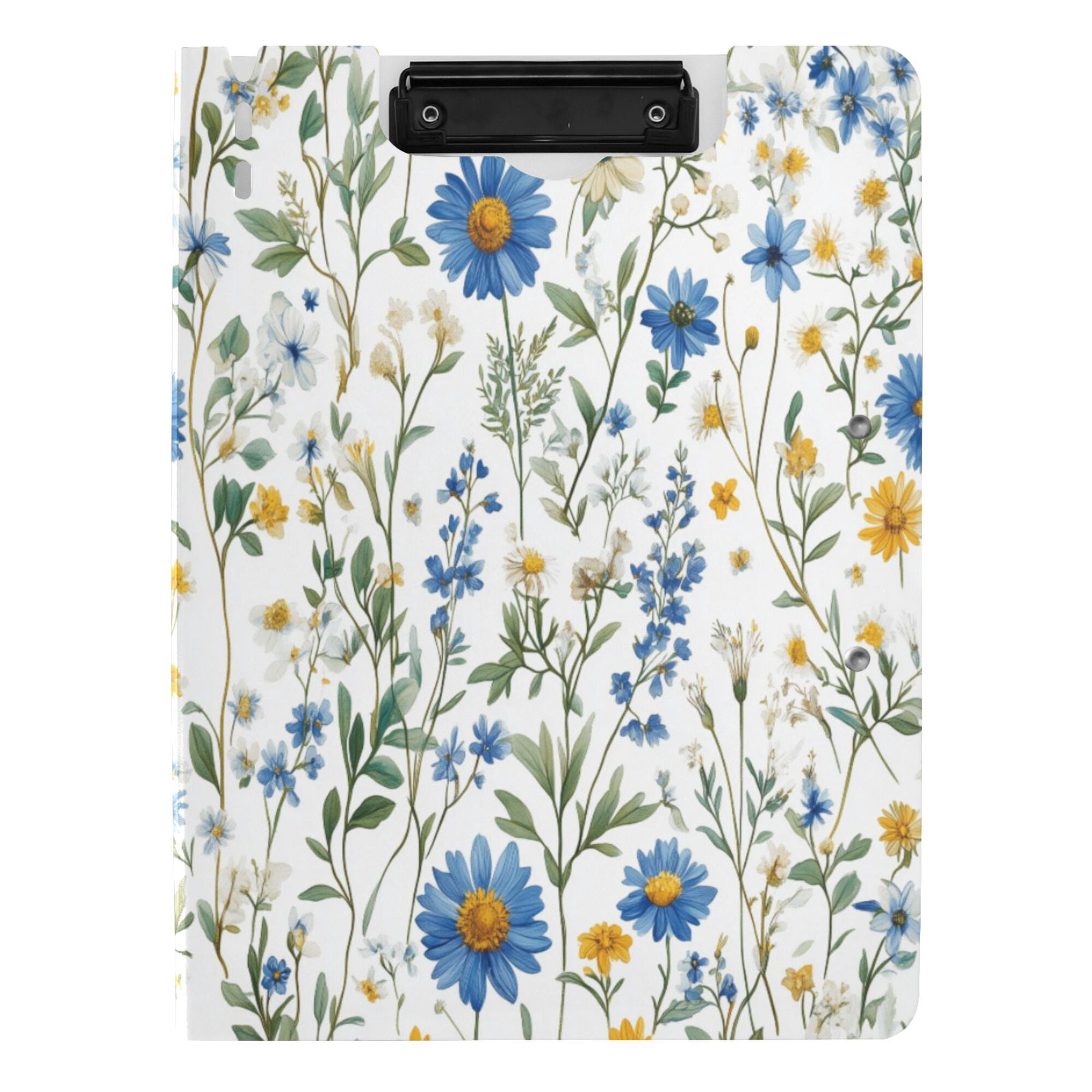 FORMRS A4 Clipboard Folder with Pen Holder Horizontal Foldable School Office Binder, Blue Floral