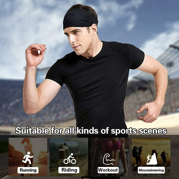 Bandeau de course à pied pour homme, lot de 5, bandeau de sport pour homme  pour la course, le cyclisme, le basket-ball, le yoga, le fitness, le bandeau  unisexe extensible. 