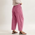 thumbnail image 5 of QIYAGBSA Women's Striped Pants Relaxed Wide Leg Drawstring Waist Summer Casual (Pink, 3XL), 5 of 5