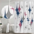 thumbnail image 4 of Red Blue Diamond Shower Curtain, Waterproof Shower Curtains for Bathroom, Modern Geometric Middle Century White Washable Fabric Bathtub Curtain Set Bath Decor with 12 Hooks Extra Long 72"x96", 4 of 6