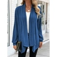 thumbnail image 4 of Women'S Cardigan Long Sleeve Asymmetrical Knit Open Front Cardigan Outwear Dark Blue XXXL, 4 of 8