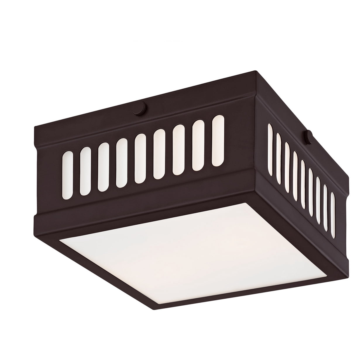 7.5 inch 2 Light Bronze Ceiling Light fixture with Hand Blown Satin Opal White Glass Shade