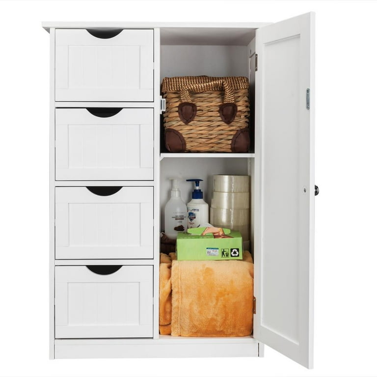 Homall Wooden Bathroom Cabinet, Freestanding Storage Cabinet with 4 Drawers  and 1 Cupboard, Side Storage Organizer Cabinet for Bathroom, Entryway